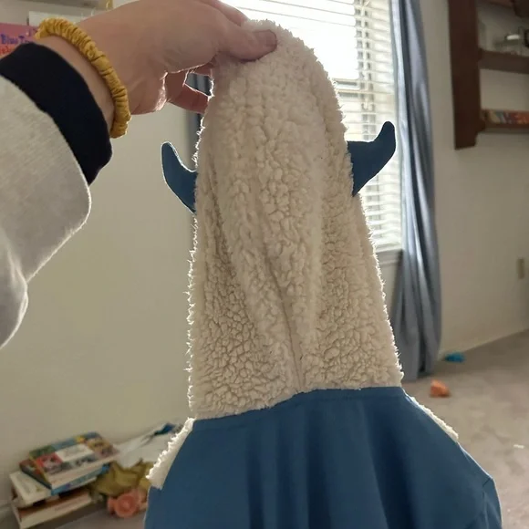 Cat & Jack hoodie Sherpa sz 6-7 blue monster full zip up sweatshirt fall winter - Picture 3 of 14